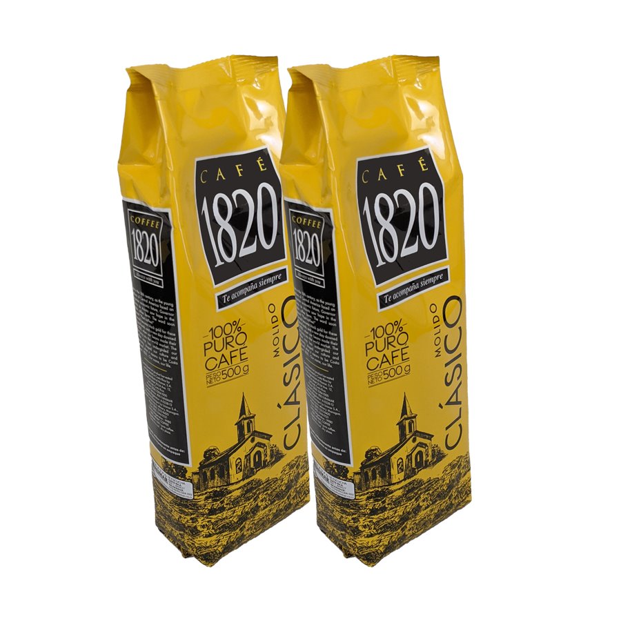 Two Big Bags Café 1820 - Classic Roast - Ground - 1.1lb (500g) each Coffee Café 1820 